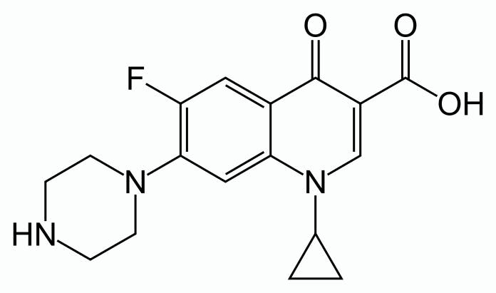 Die Strukturformel von Ciprofloxacin