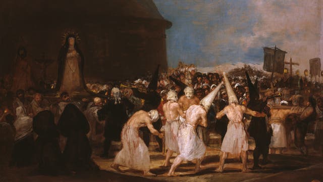 Ankunft der Geißler, Auschnitt aus einem Gemälde von Francisco de Goya, Anfang des 19. Jhds.
