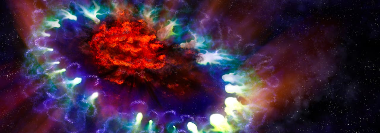 Künstlerische Darstellung Supernova SN 1987A