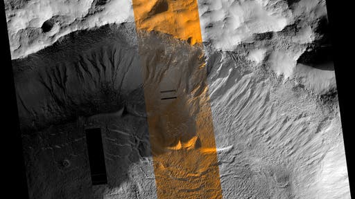 Gullys im Rand eines namenlosen Kraters 
