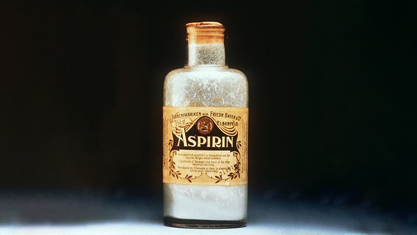Ein Fläschchen Aspirin von Bayer aus dem Jahr 1899.