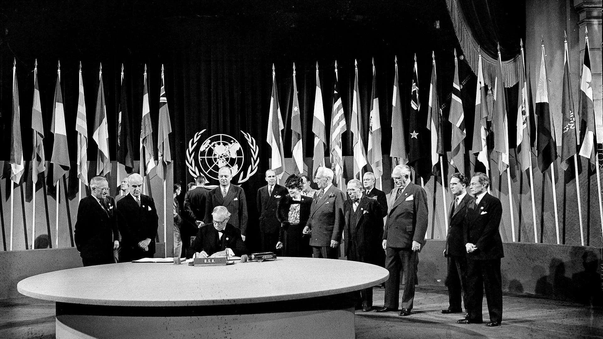 1949 год организация. Организация Объединенных наций 1945. ООН 1945 год. Конференция Объединенных наций 1945. Генеральная Ассамблея ООН 20 век.