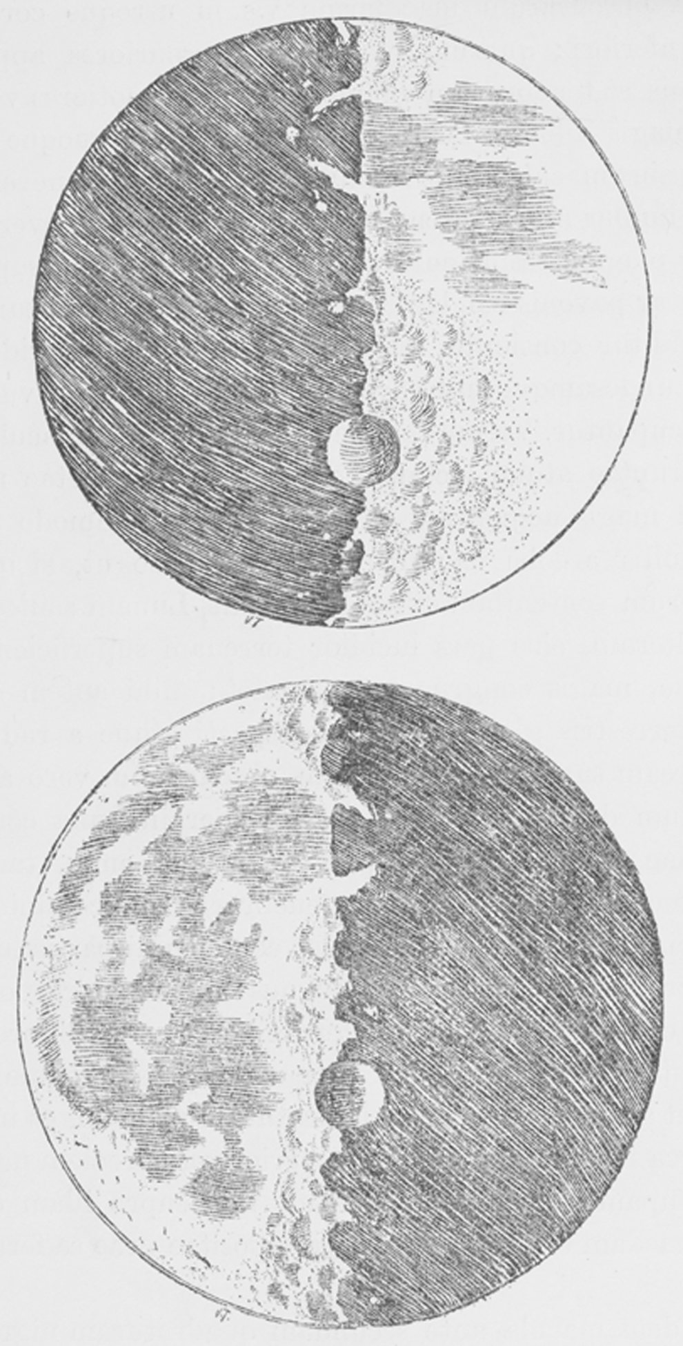 Tuschbild des Mondes von Galileo