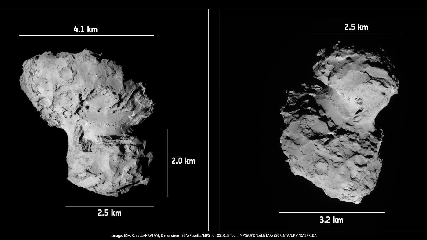 Die Größe des Kometen 67P 