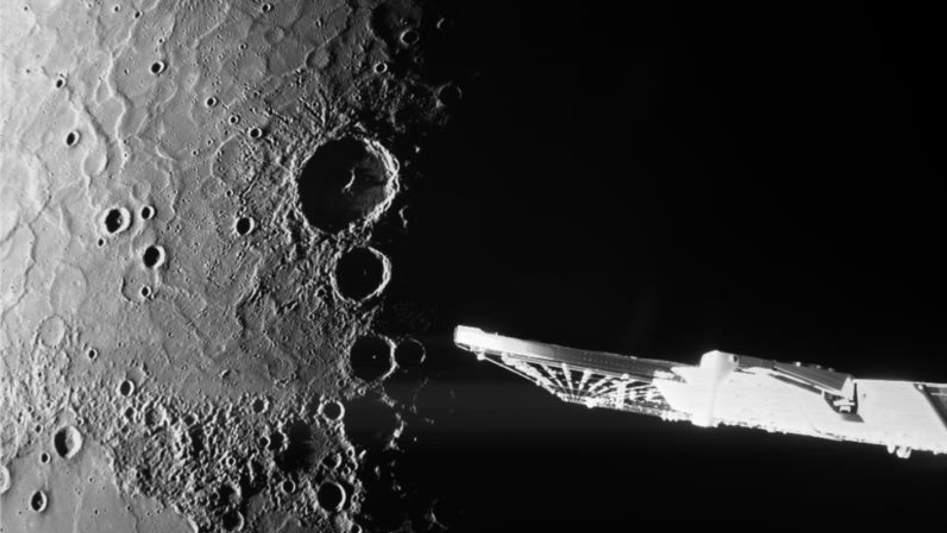 Der Nordpol von Merkur mit den Kratern der ewigen Dunkelheit, aufgenommen am 8. Januar 2025 von der ESA-Sonde BepiColombo.