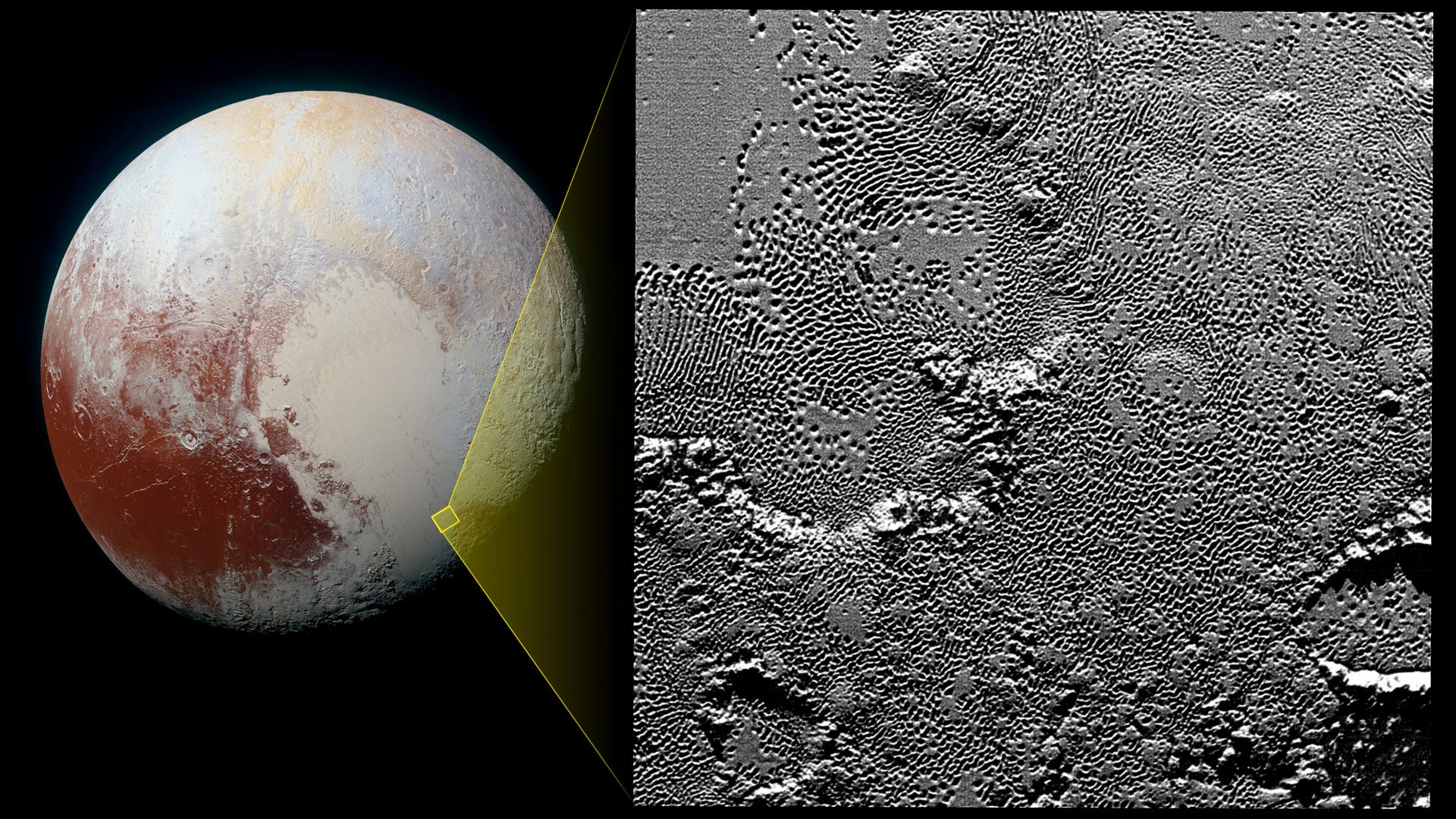 Ein scharfer Blick in Plutos Herz (Detailaufnahme)
