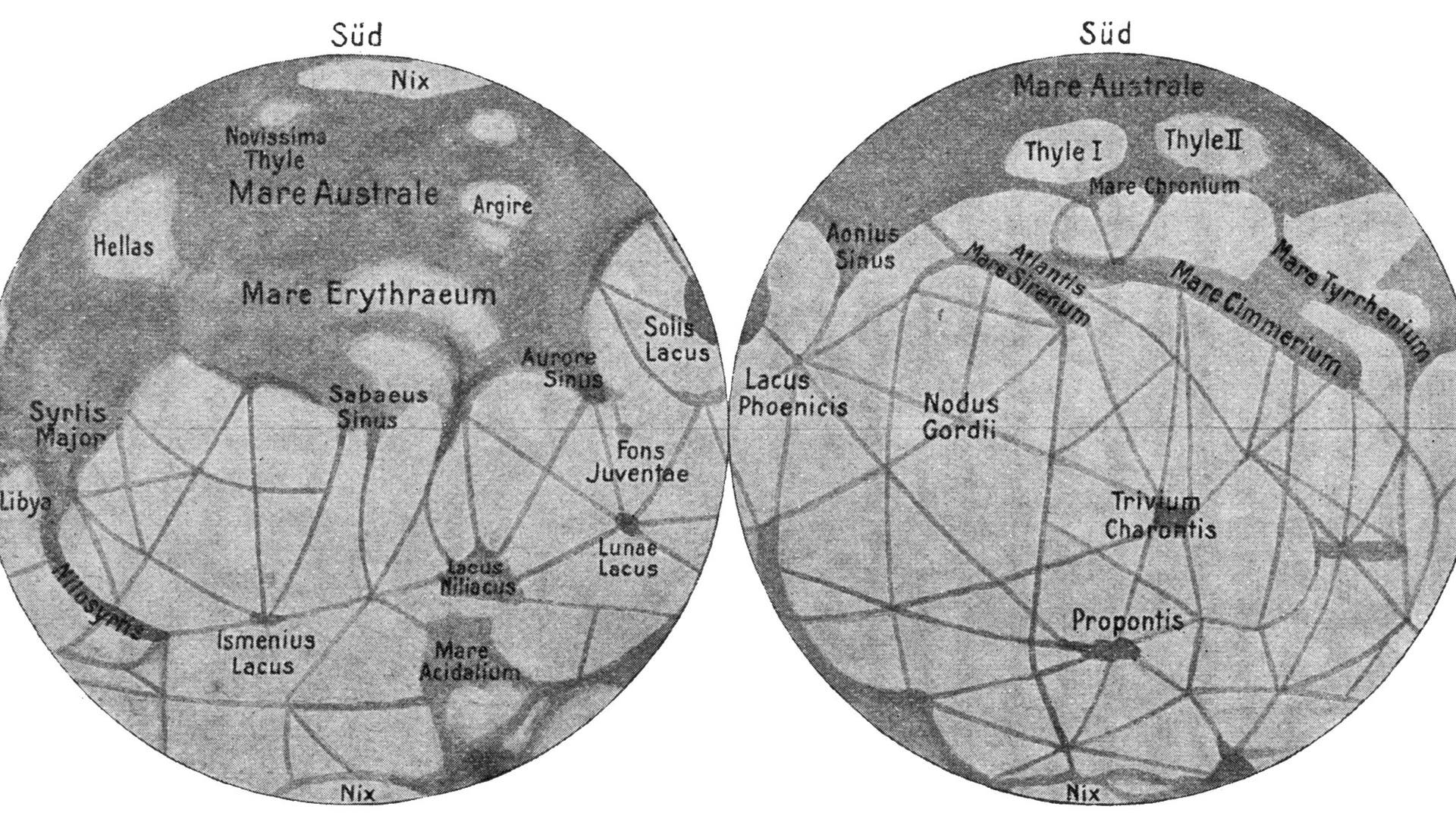 Mars Karten, Krater und Kanäle Spektrum der Wissenschaft