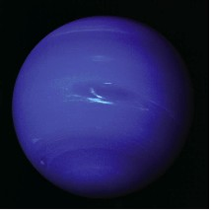 Ein eingefärbtes Bild des Neptun geschossen von der Voyager-2