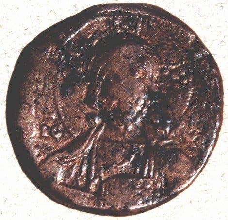 Fühmittelalterliche Münze mit Jesusprägung