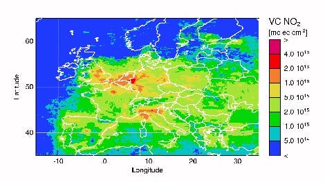 Stickstoffdioxid über Westeuropa