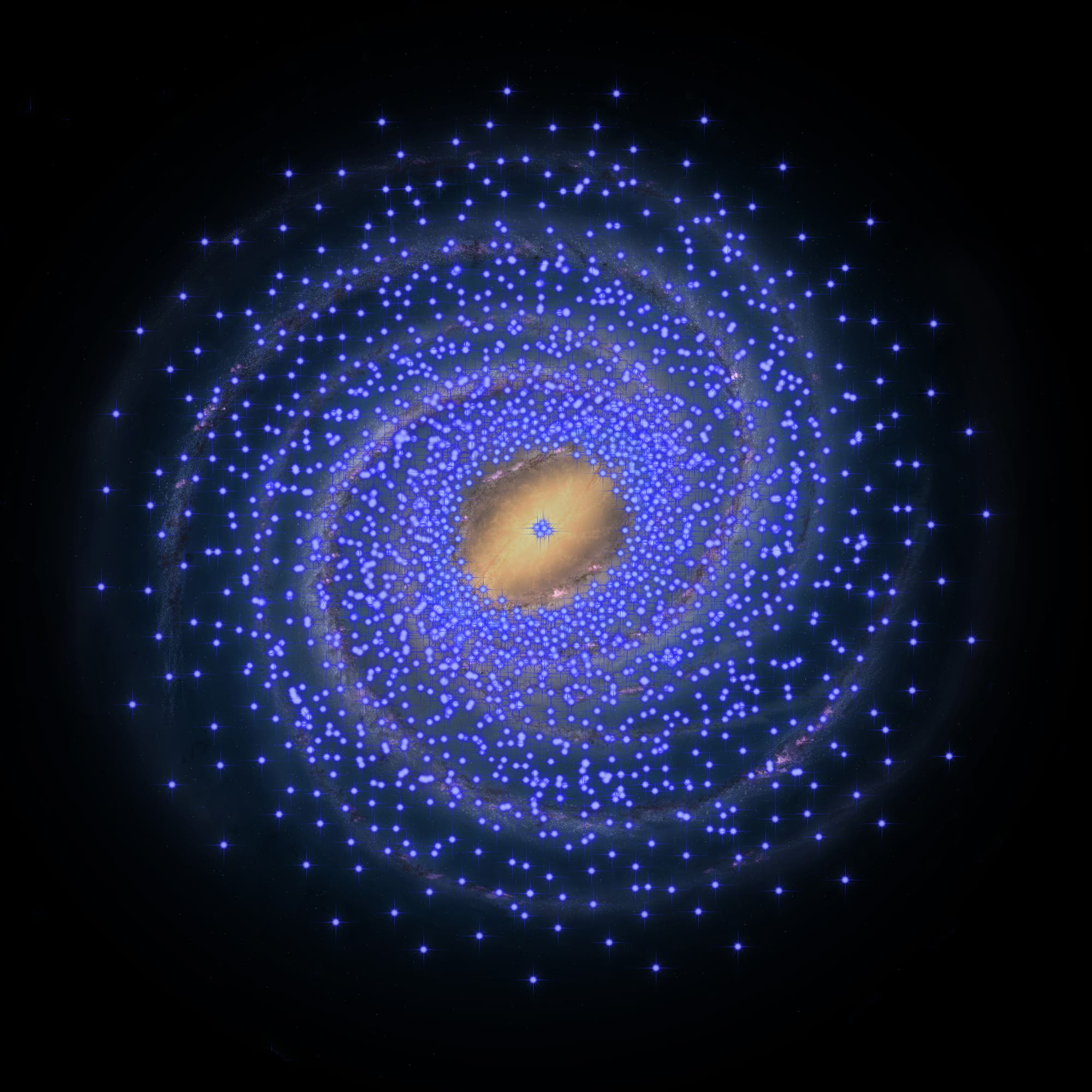 Die Verteilung von Cepheiden in der Milchstraße (künstlerische Darstellung)