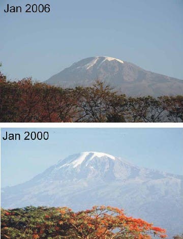 Kilimandscharo 2000 und 2006 im Vergleich