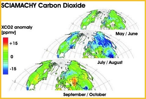 Kohlendioxidverteilung auf der Nordhalbkugel