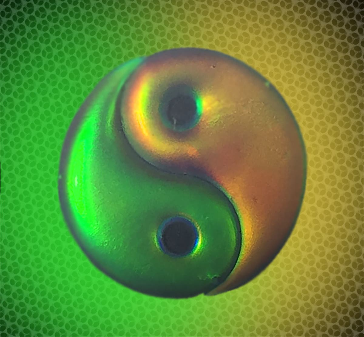 Yin-Yang-Symbol aus einem selbstheilenden Strukturfarbgel