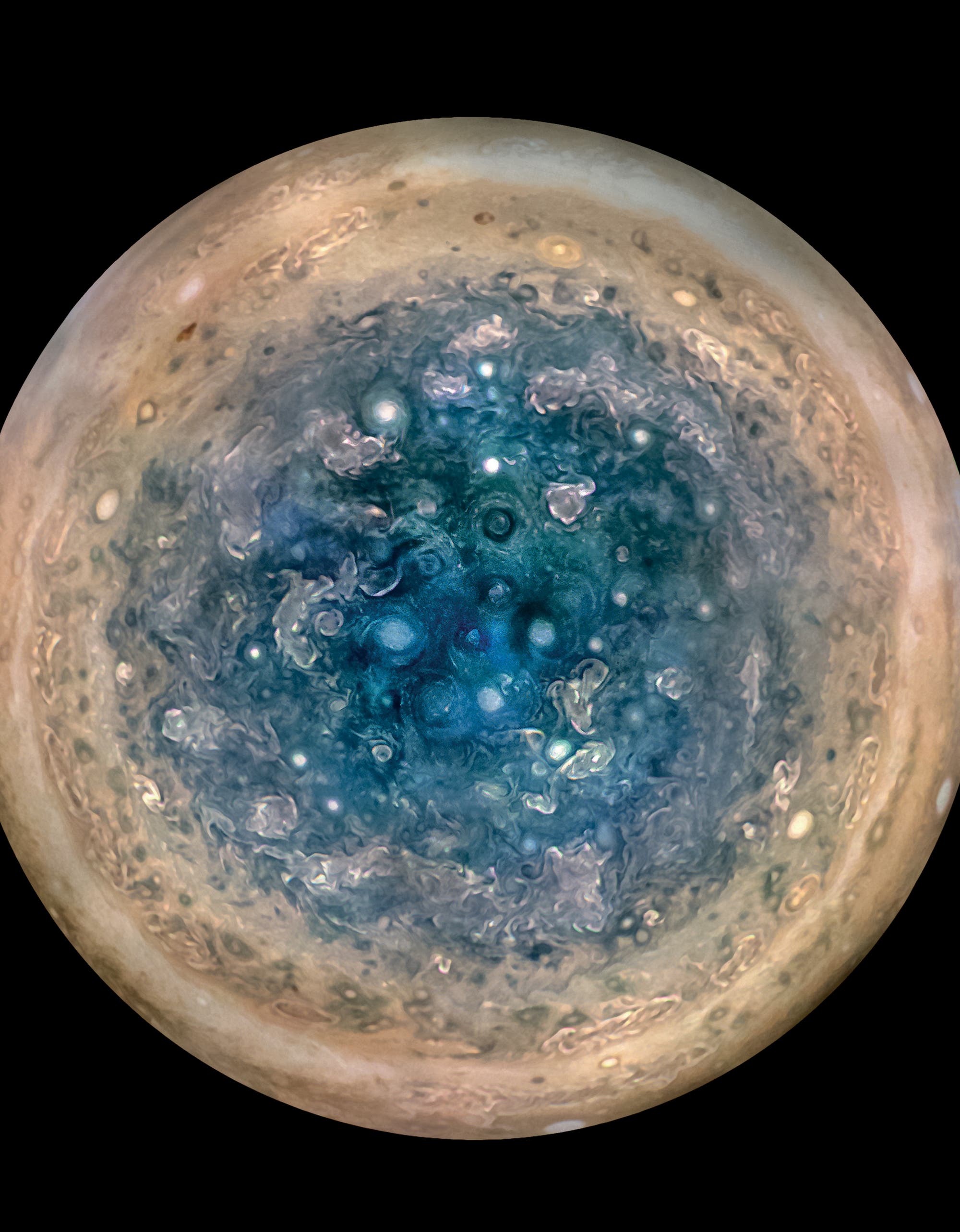Der komplette Südpol von Jupiter (Kompositbild)