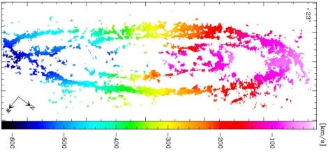 Gasgeschwindigkeit im Andromedanebel
