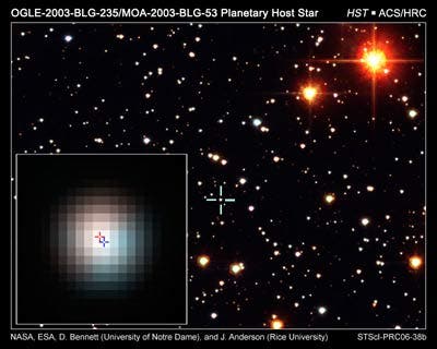 Hubble trennt Mikrolensing-Vorder- und -Hintergrundstern