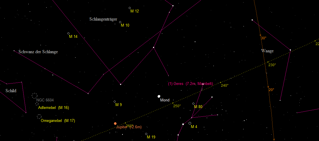 Aufsuchkarte für den Zwergplaneten (1) Ceres