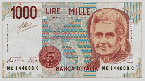1000-Lire-Schein mit Maria Montessori