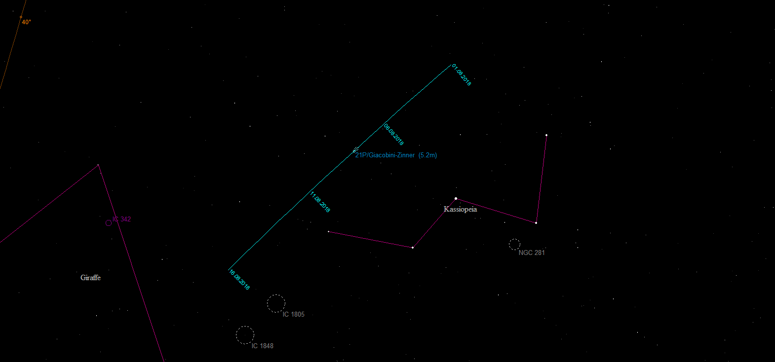 Aufsuchkarte für Komet 21P 