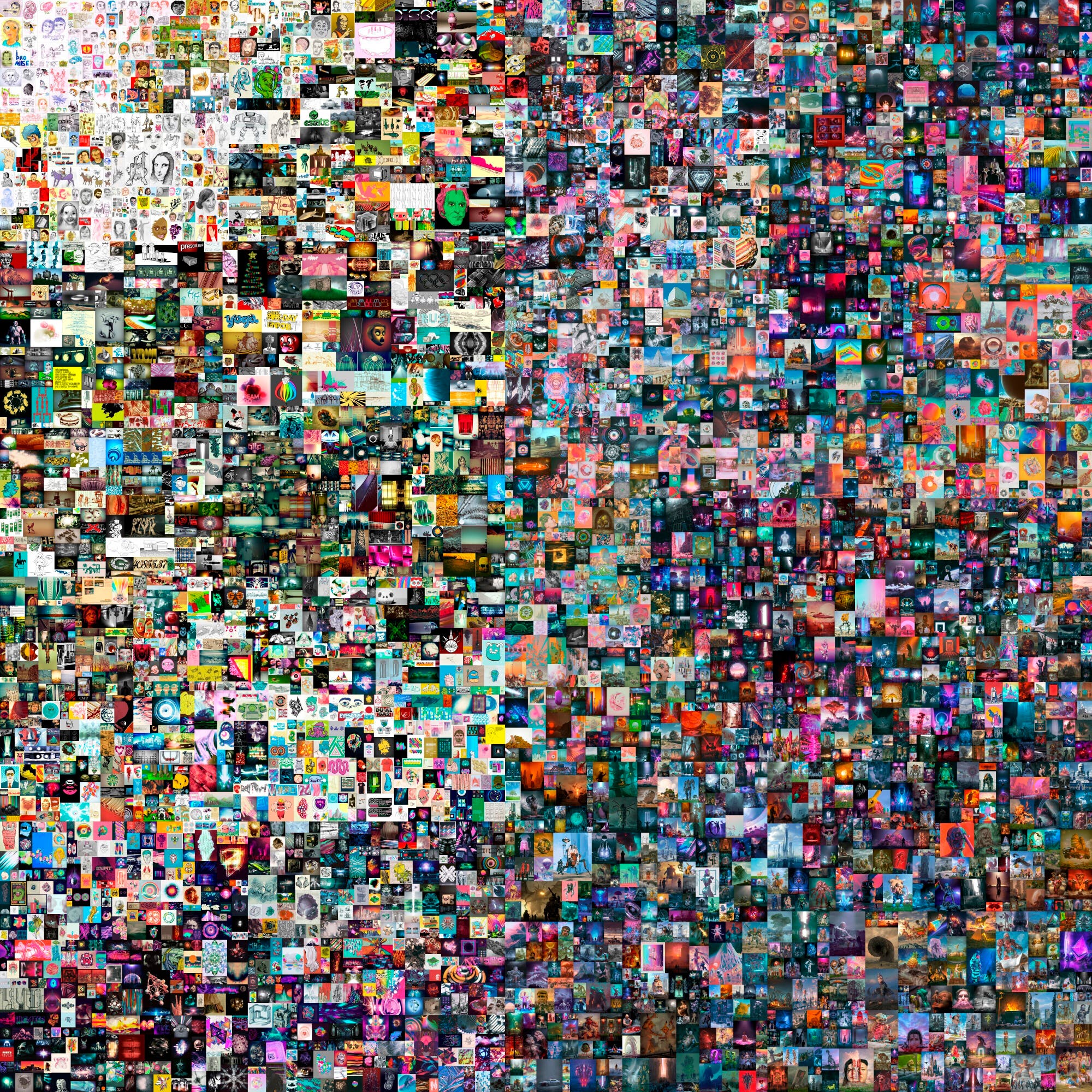 Die digitale Collage mit dem Titel »Everydays: The First 5000 Days« des Künstlers Beeple
