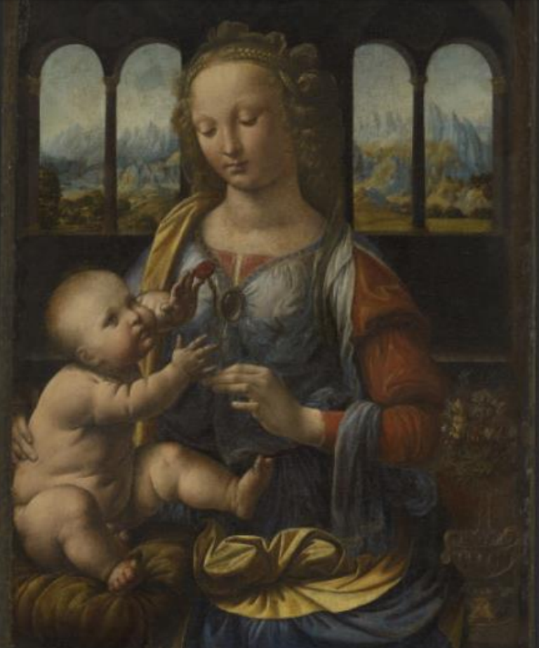 Das Gemälde die »Madonna mit der Nelke« von Leonardo da Vinci.