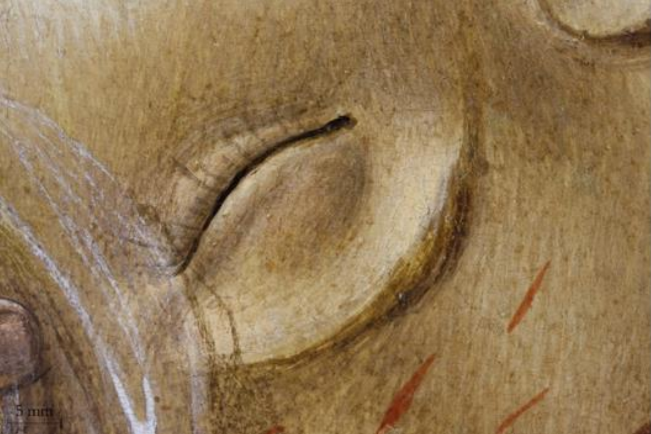 Auge von Jesus in Botticellis »Beweinung Christi«.