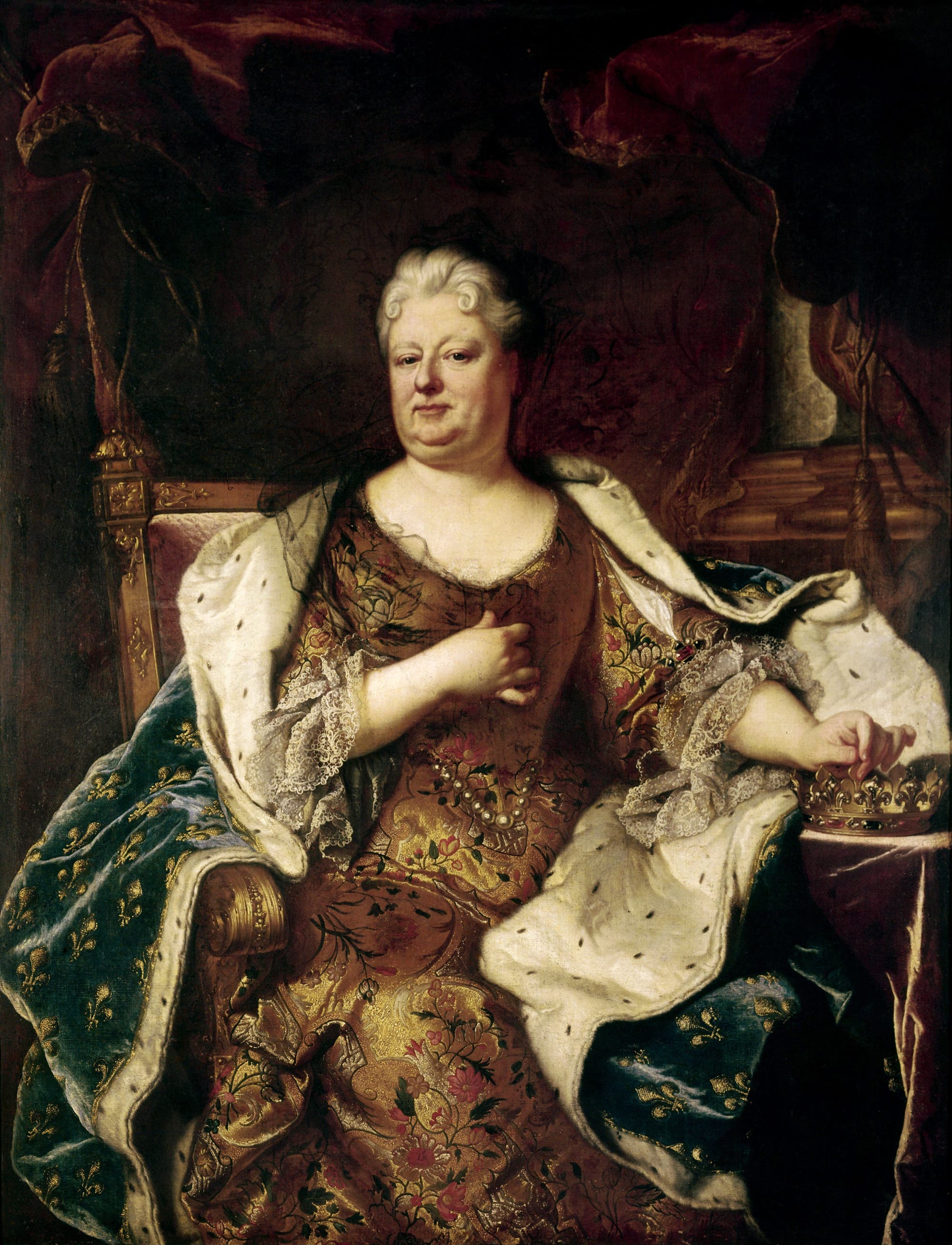 Gemälde der Liselotte von der Pfalz. Das Bild malte Hyacinthe Rigaud um 1710/20.