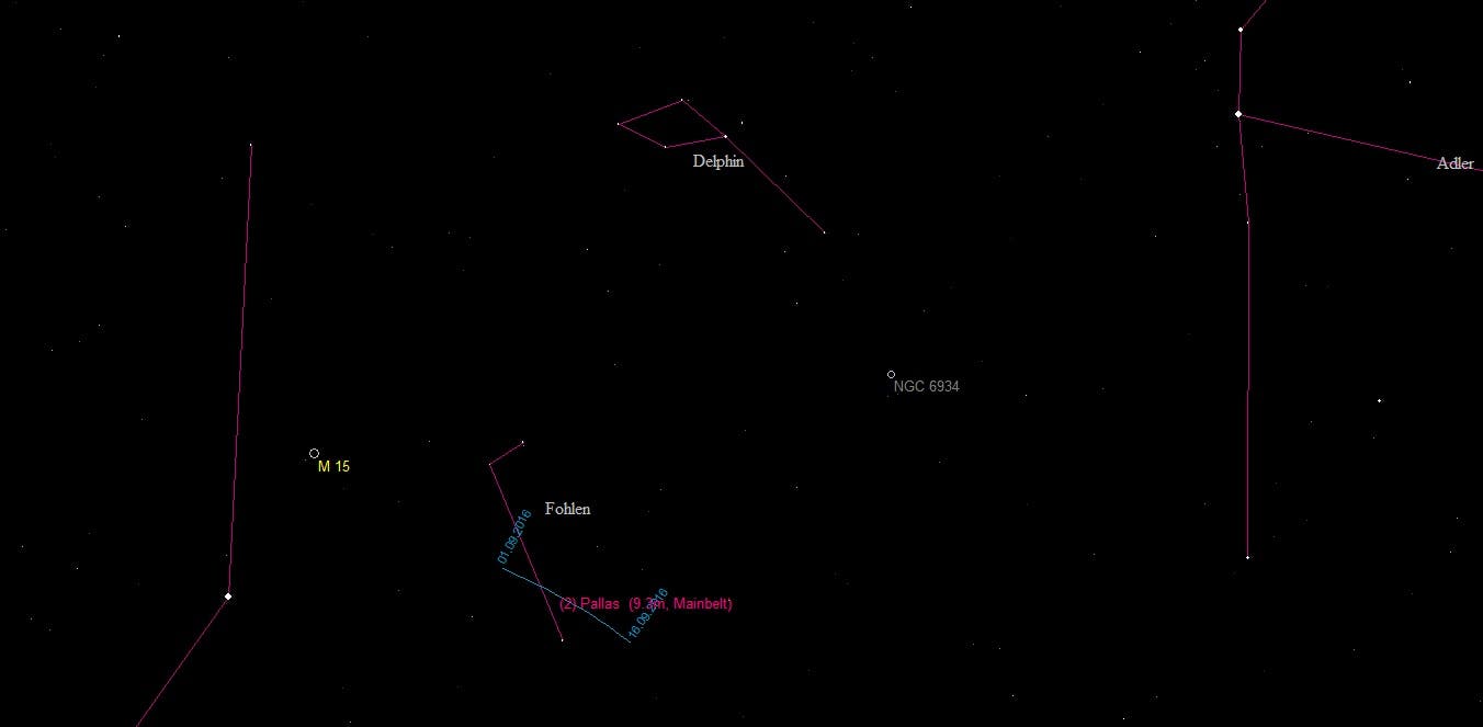 Aufsuchkarte für Asteroid (2) Pallas