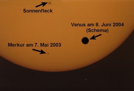 Merkur- und Venusdurchgang im Vergleich