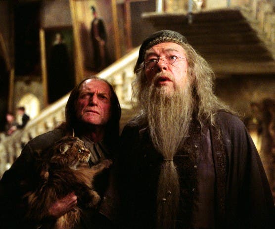 Schulleiter Dumbledore mit Hausmeister Filch