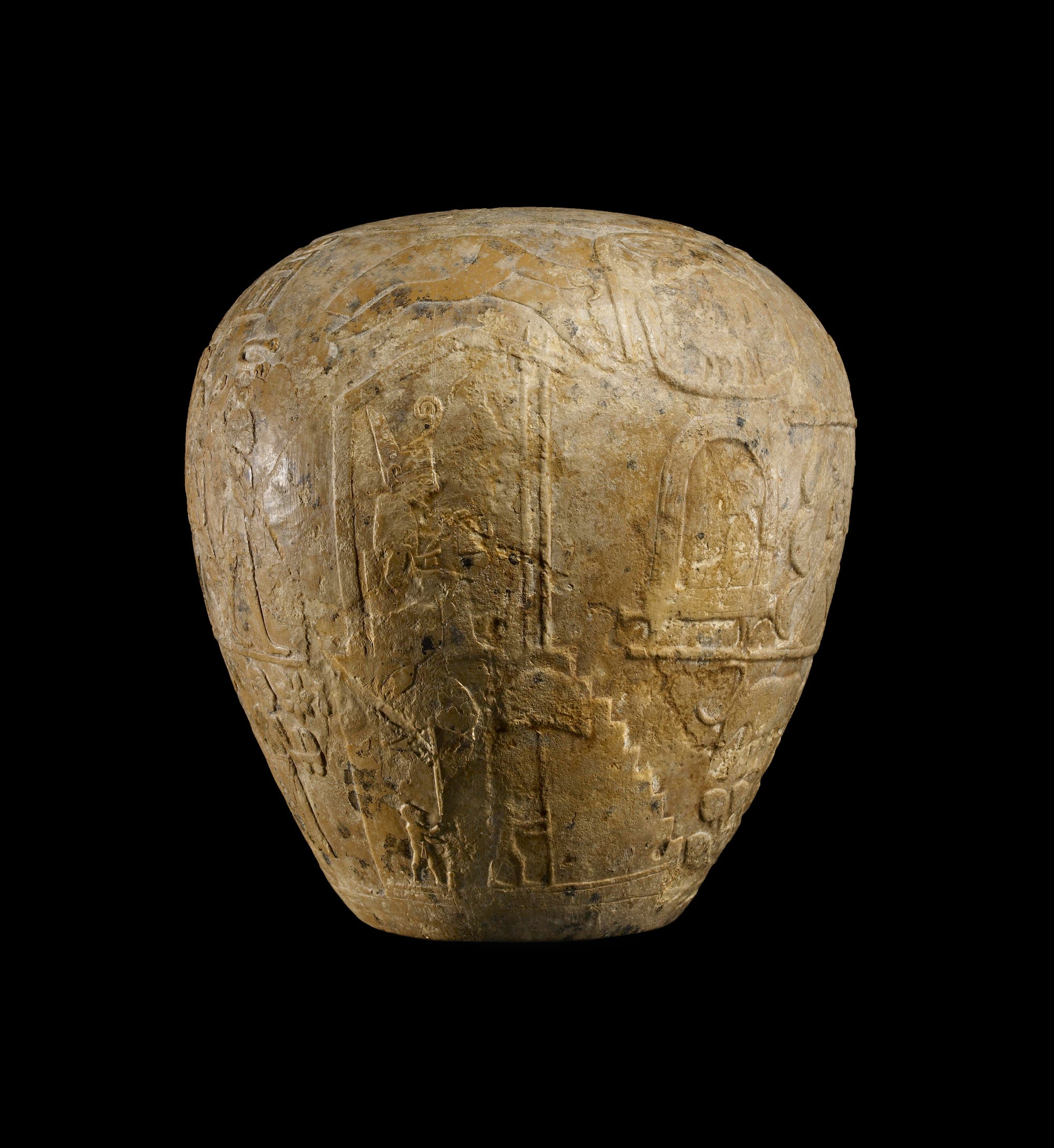 Fast 20 Zentimeter hoch und zehn Kilogramm schwer ist dieser Keulenkopf des Narmer. Er fand sich in Hierakonpolis.