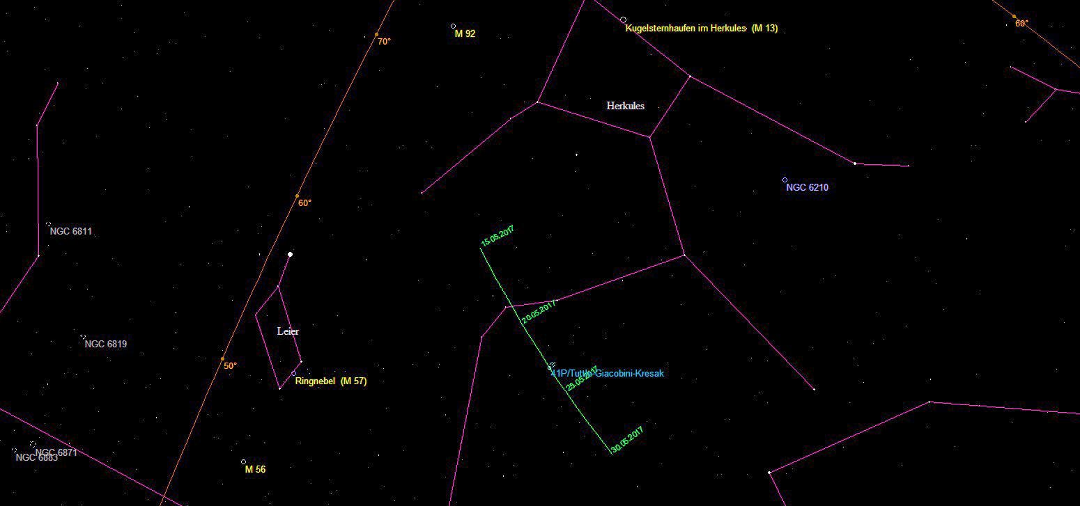 Aufsuchkarte für den Kometen 41P