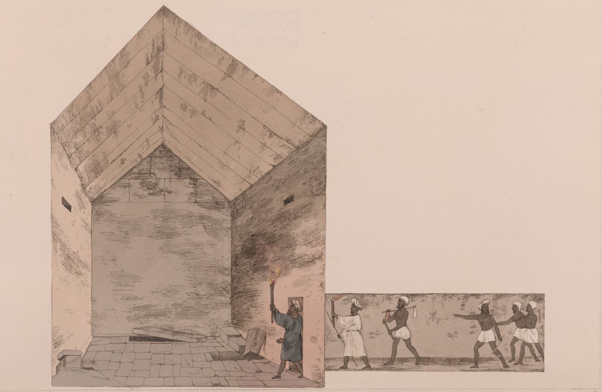 Belzoni in der Pyramide des Chephren in Giseh.