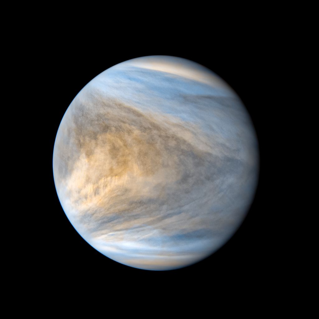 Venus in ultraviolet light, captured by the Japanese Akatsuki spacecraft