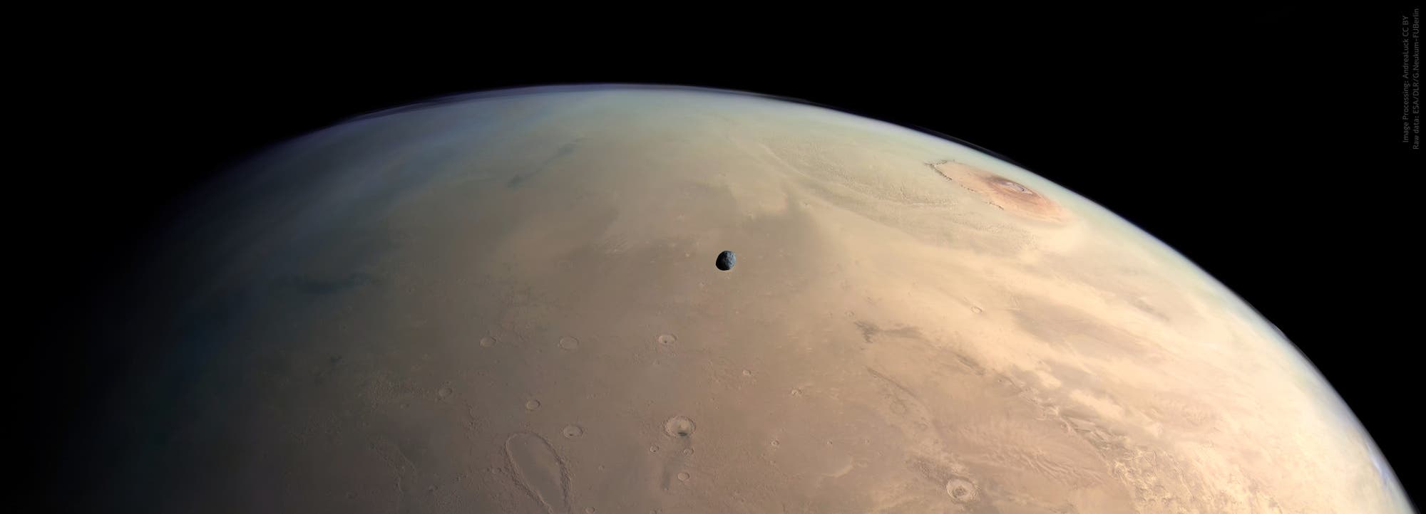 Phobos über dem Roten Planeten (Bild von Mars Express)