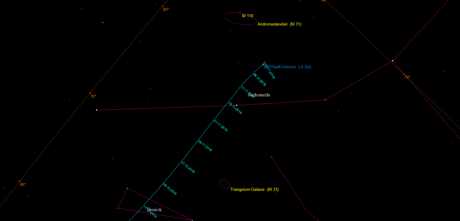 Aufsuchkarte für den Kometen 64P/Swift-Gehrels
