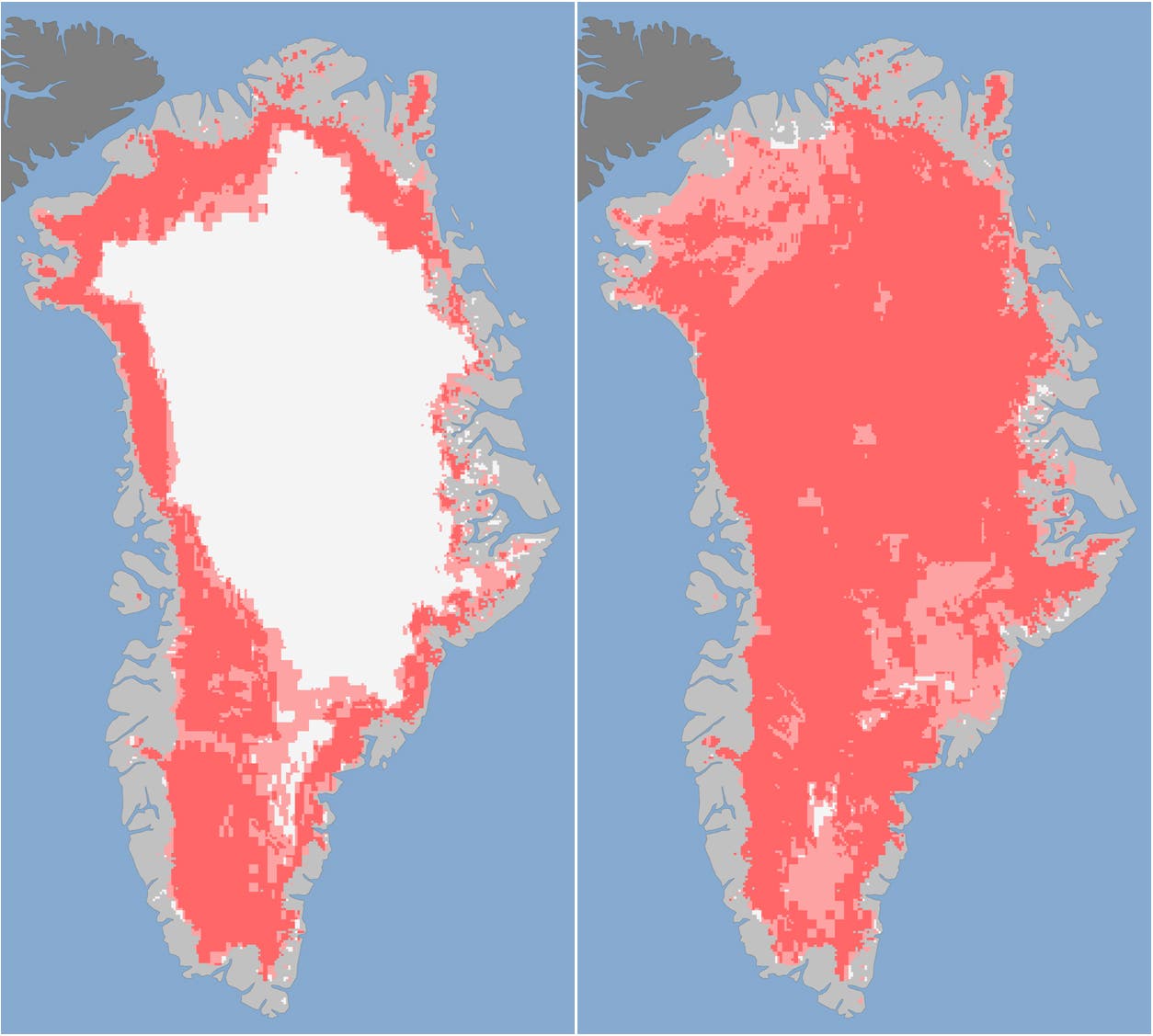 Die Schmelze auf Grönland weitet sich aus