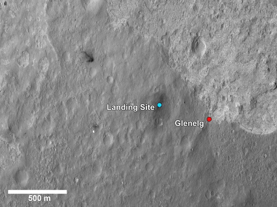 Zielgebiet von Curiosity: Glenelg