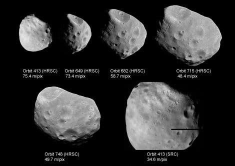Phobos aus verschiedenen Blickwinkeln