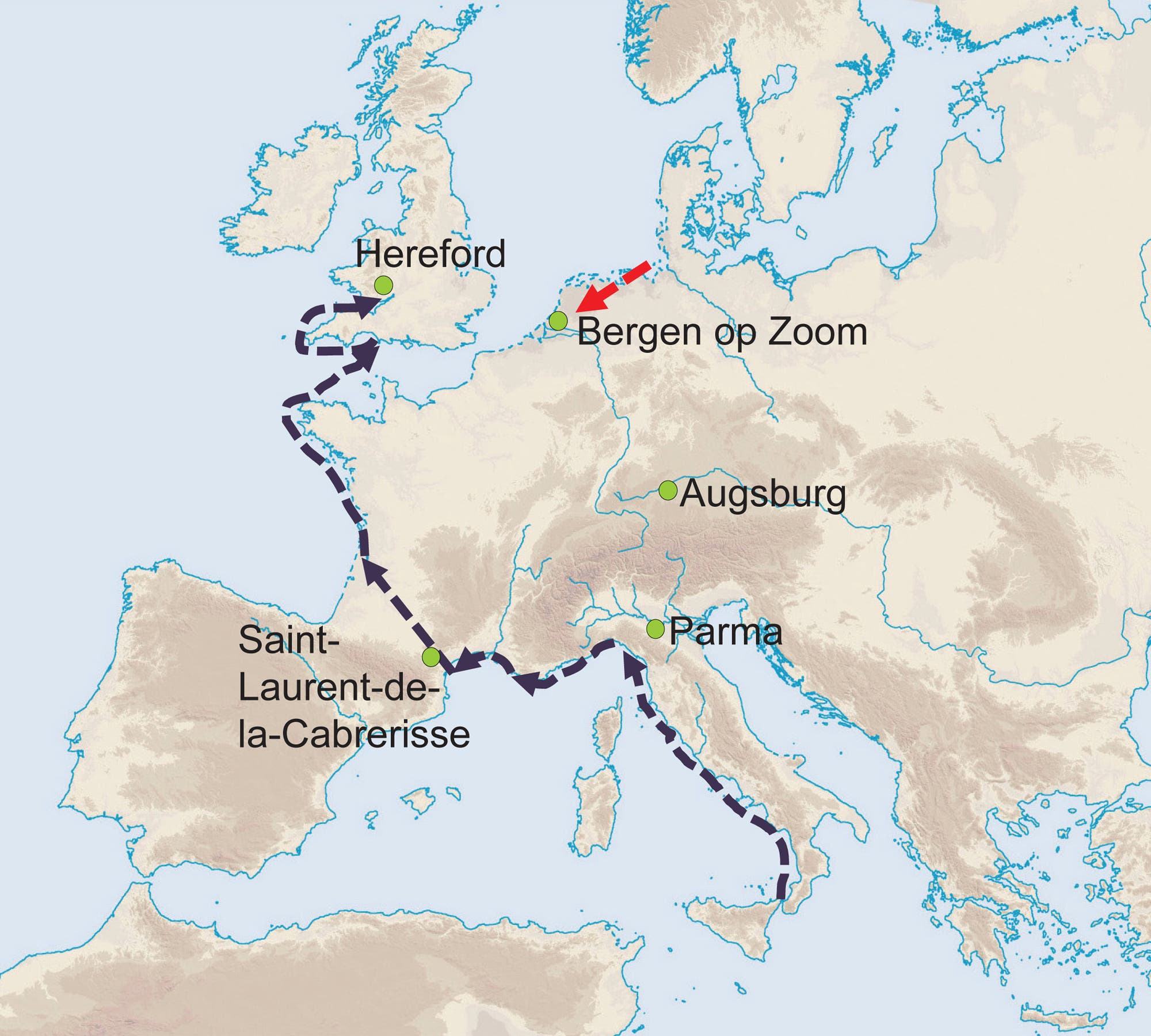 Die Ausbreitungsroute der Seuche&nbsp;...