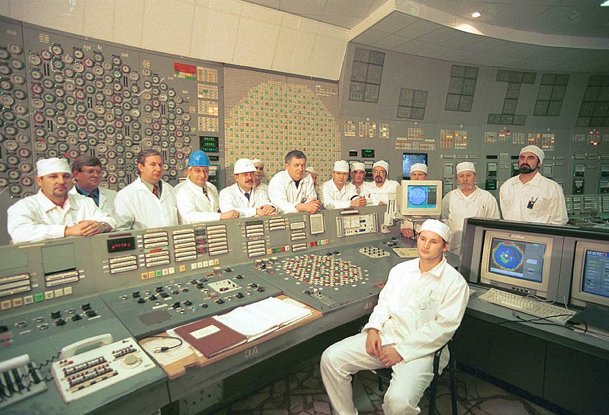 Im Kontrollraum des Kernkraftwerks Tschernobyl
