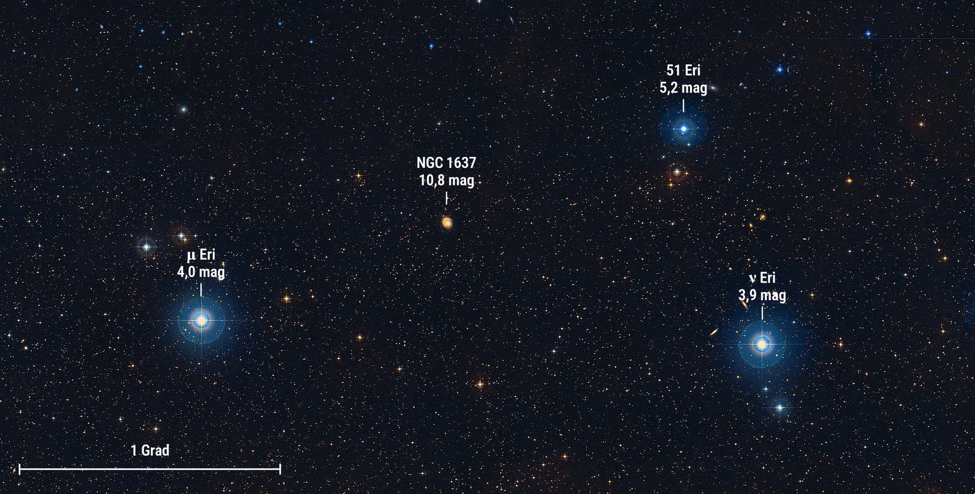 Mapa de la región del cielo alrededor de la galaxia NGC 1637.