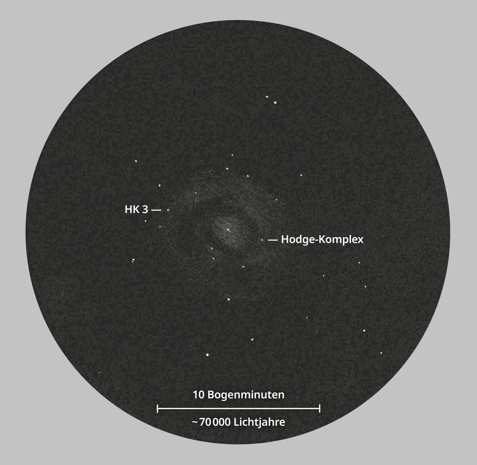 Un dibujo de la galaxia NGC 6946 tal como la ve un observador a través de un telescopio de aficionado.