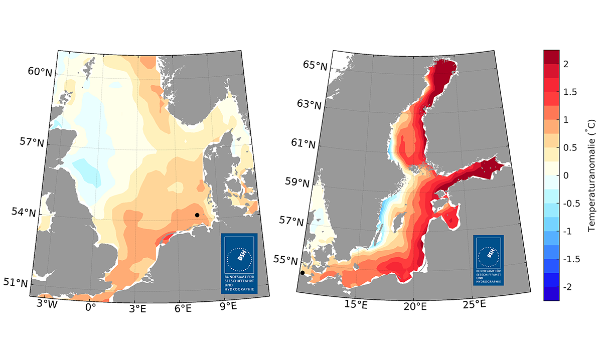 Warme Nordsee, heißere Ostsee