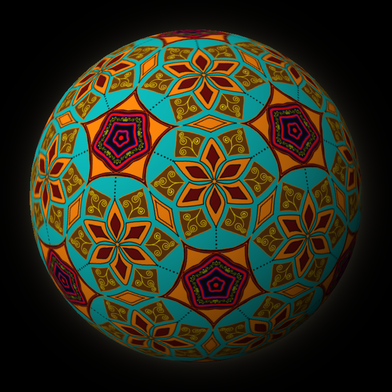Jugendstilfußball: Sphärisches Ornament mit Ikosaedersymmetrie 