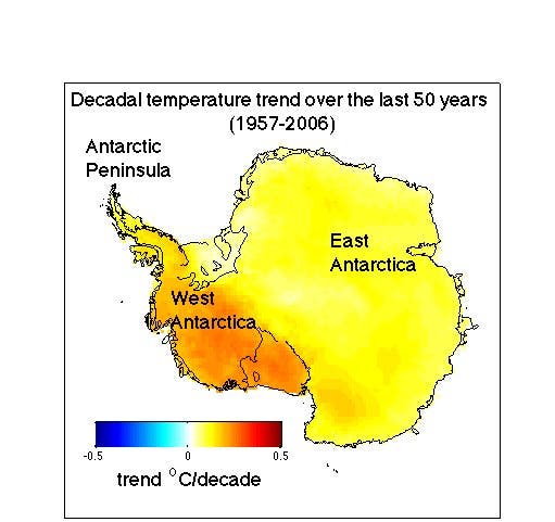 Temperaturentwicklung zwischen 1957 und 2006