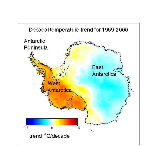 Temperaturentwicklung zwischen 1969 und 2000