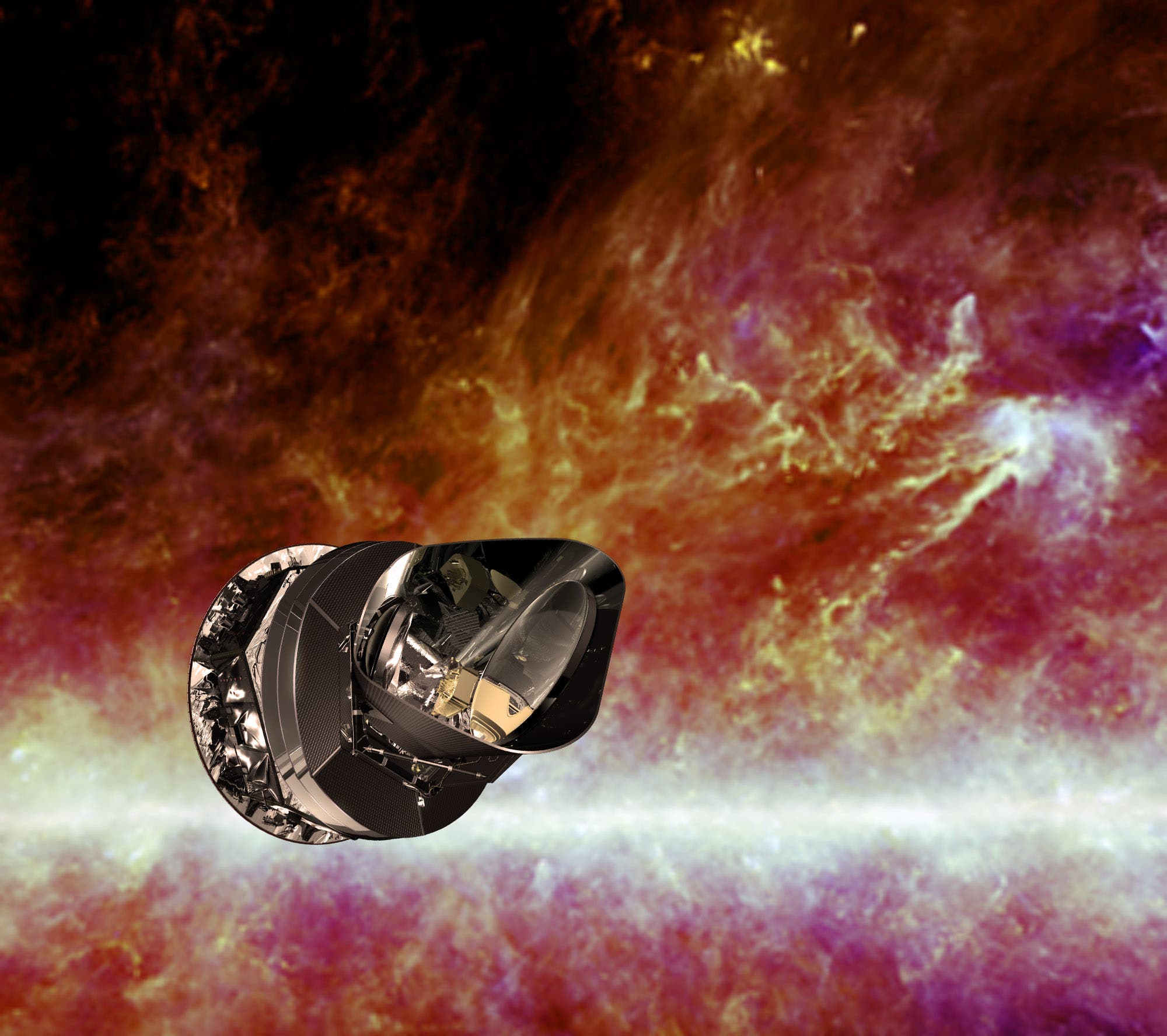 Satellit Planck vor Mikrowellenhimmel