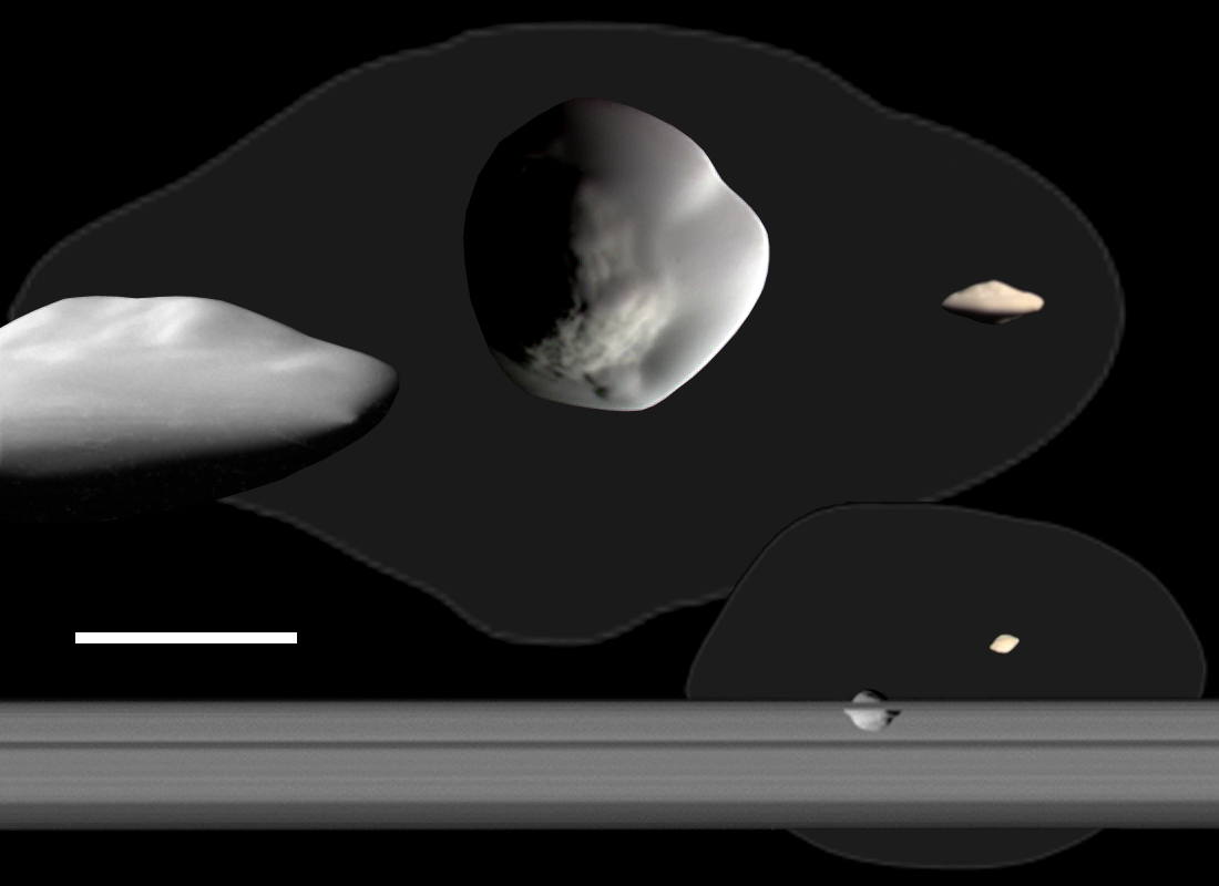 Die Saturnmonde Atlas und Pan im Vergleich (Montage)